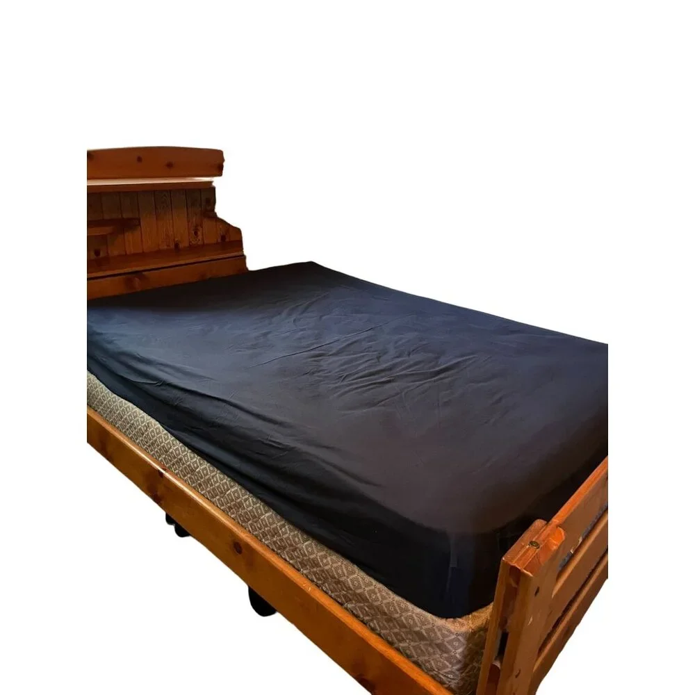 Vintage Cannon Full Fitted Sheet Used Dark Blue 1 Piece